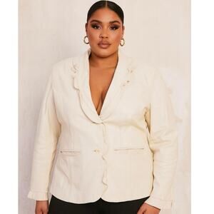 Vtg Terry Lewis Classic Luxuries Women’s 1X Genuine Leather Cream Jacket Fall
